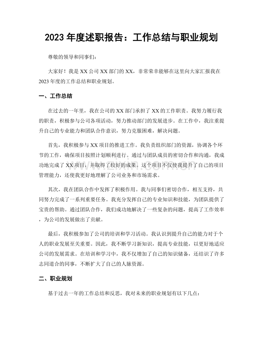 2023年度述职报告：工作总结与职业规划.docx_第1页