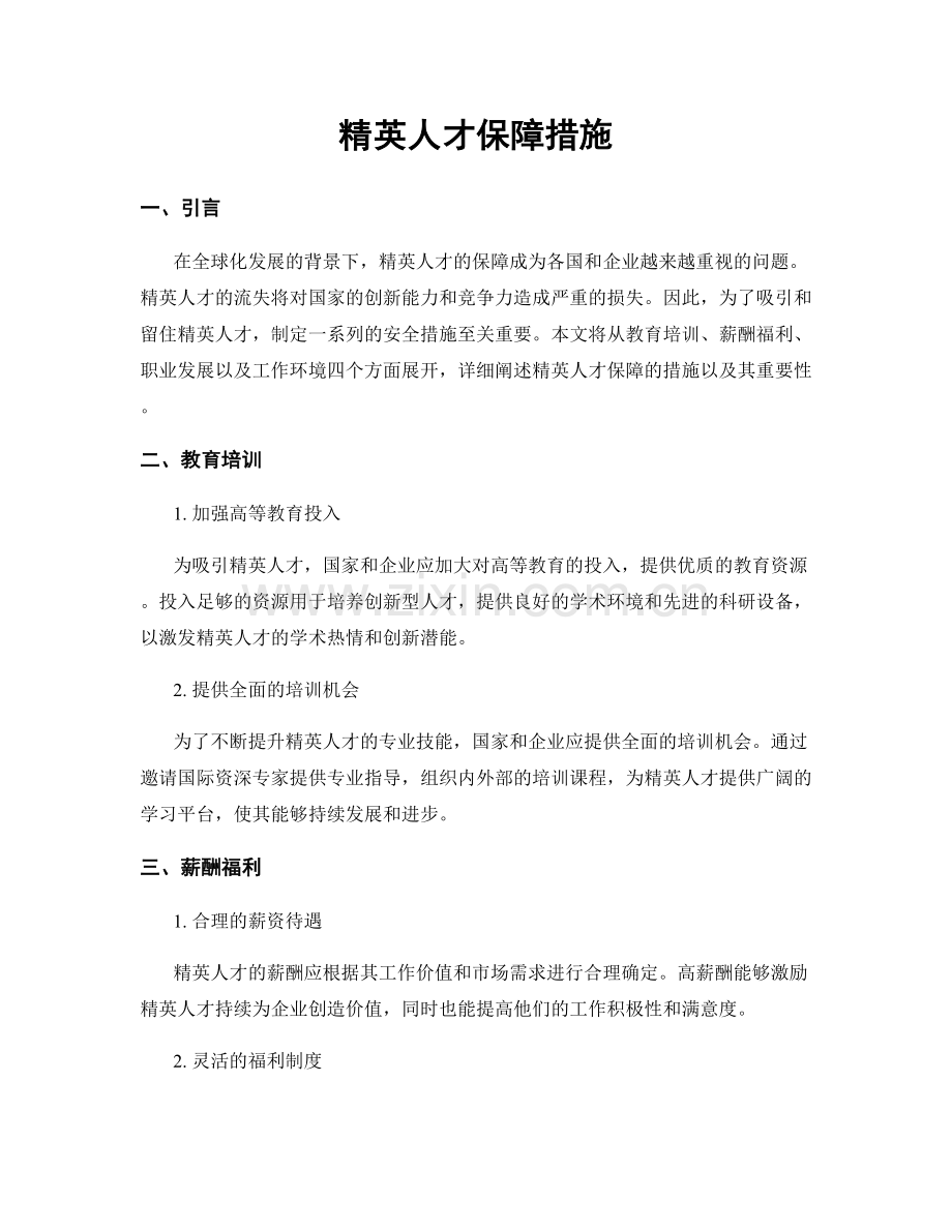 精英人才保障措施.docx_第1页