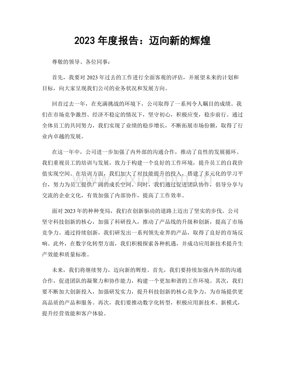2023年度报告：迈向新的辉煌.docx_第1页