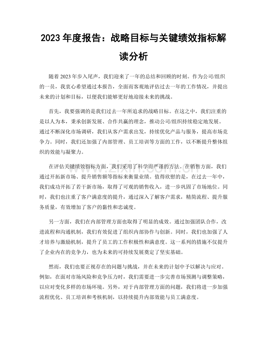 2023年度报告：战略目标与关键绩效指标解读分析.docx_第1页
