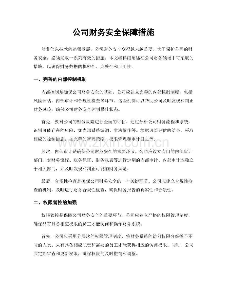公司财务安全保障措施.docx_第1页