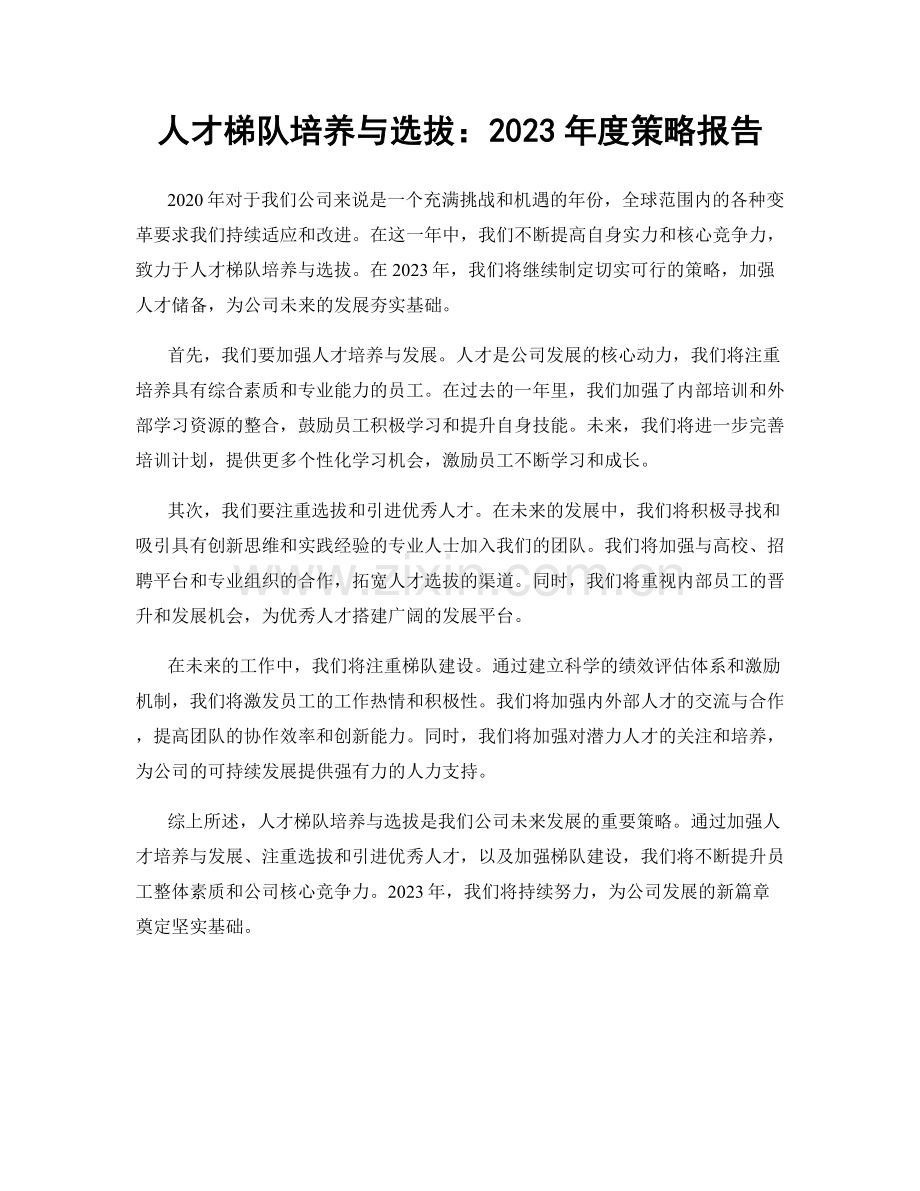 人才梯队培养与选拔：2023年度策略报告.docx_第1页