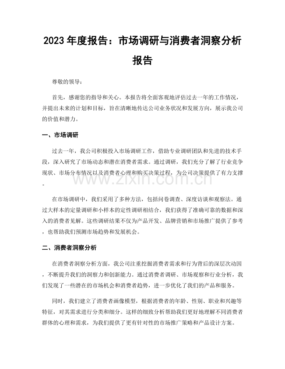 2023年度报告：市场调研与消费者洞察分析报告.docx_第1页