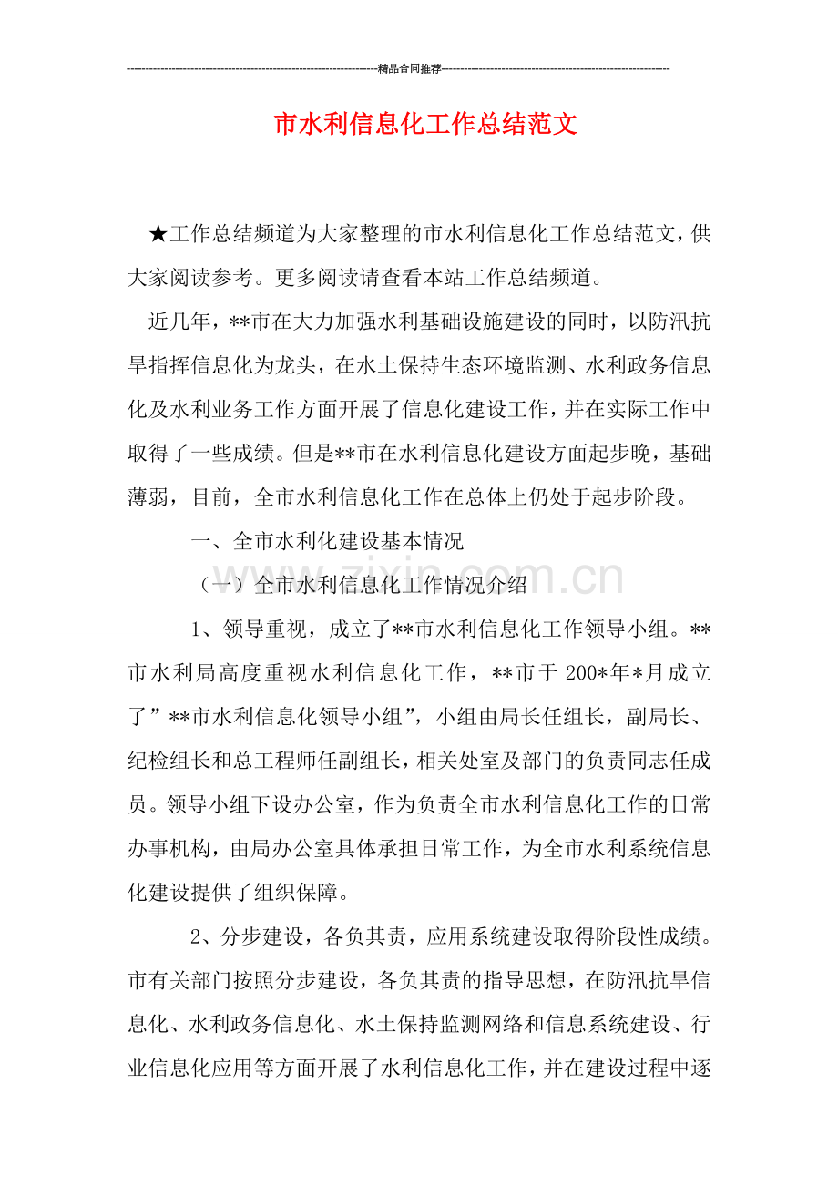 市水利信息化工作总结范文.doc_第1页