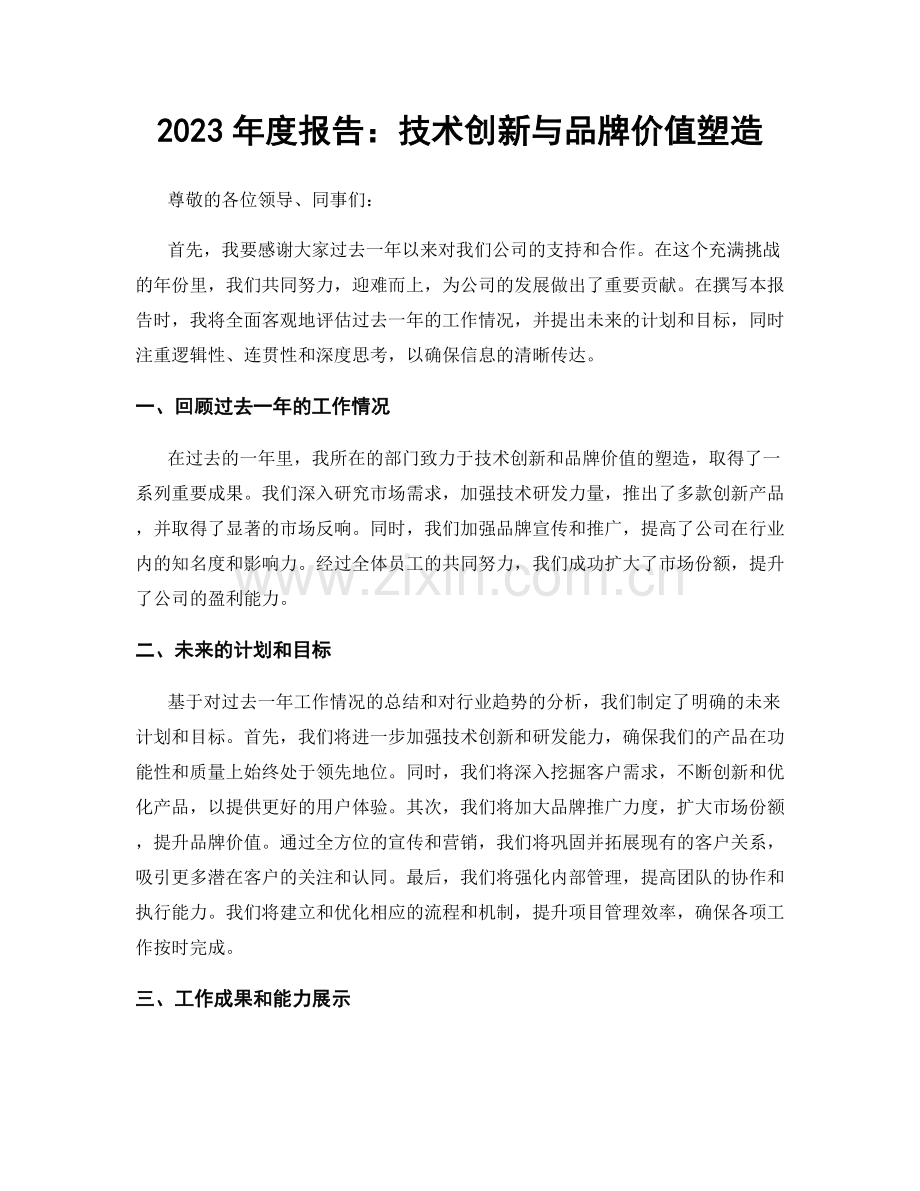 2023年度报告：技术创新与品牌价值塑造.docx_第1页
