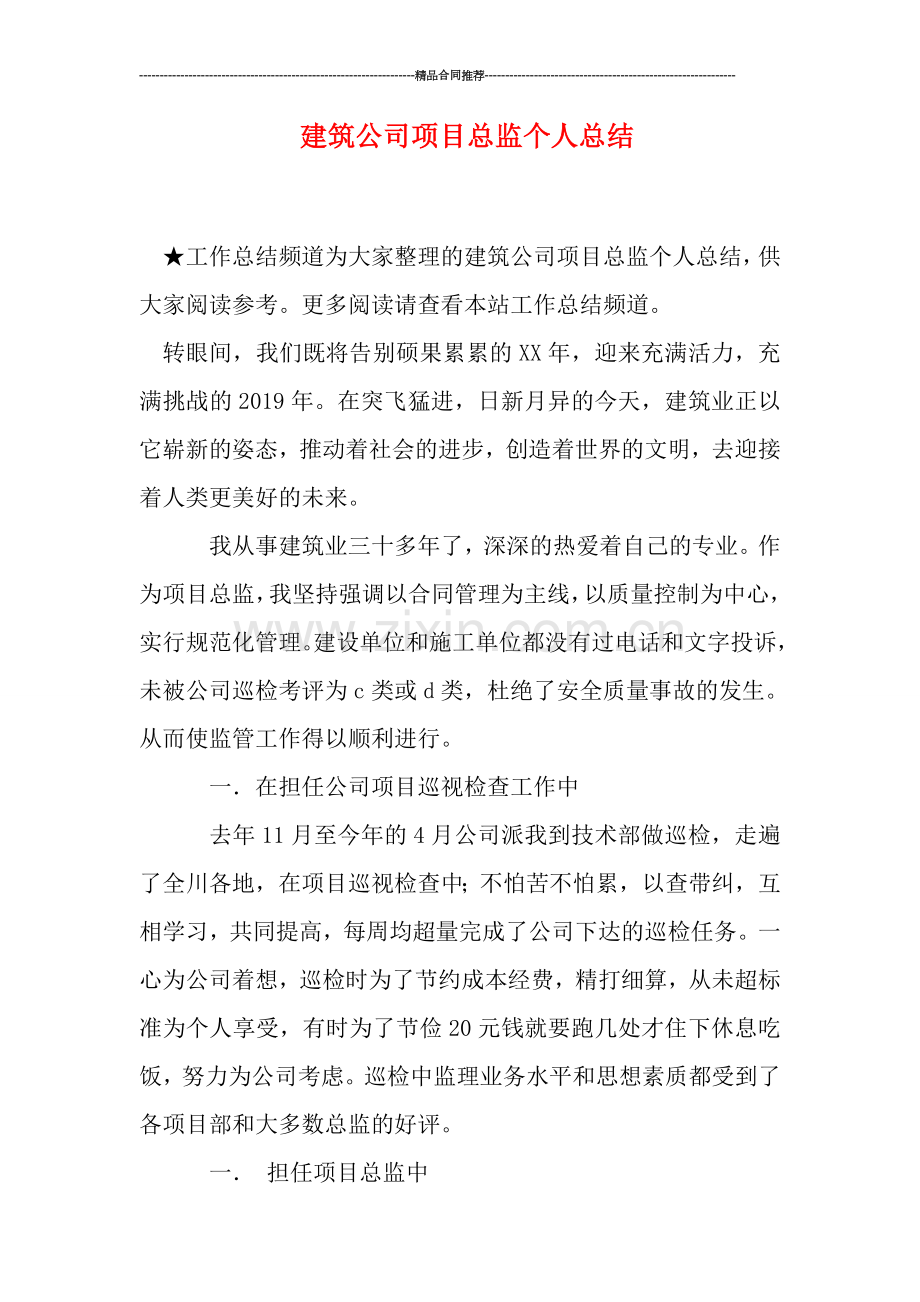 建筑公司项目总监个人总结.doc_第1页