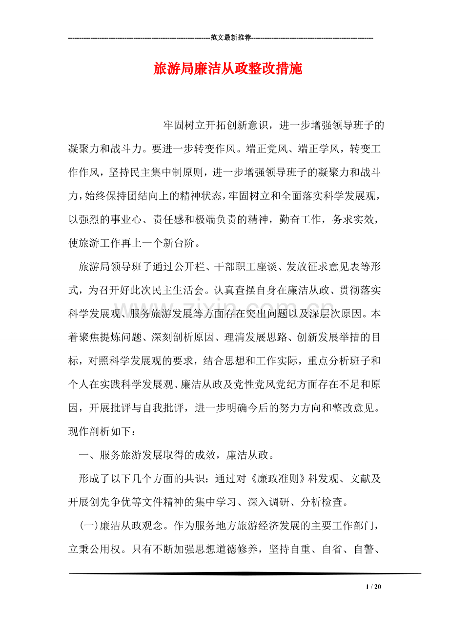 旅游局廉洁从政整改措施.doc_第1页