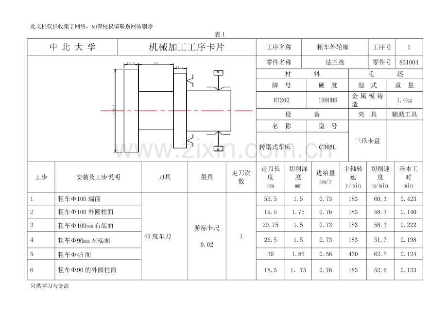法兰盘工序卡培训课件.doc_第1页