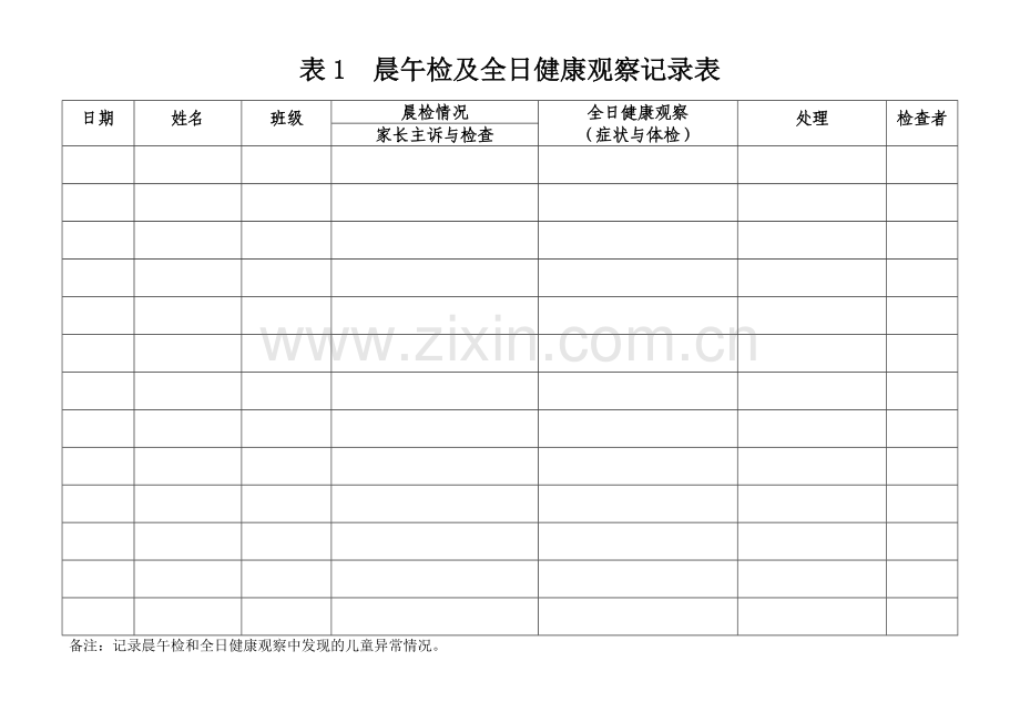 2012年幼儿园卫生保健工作各种表格.doc_第1页