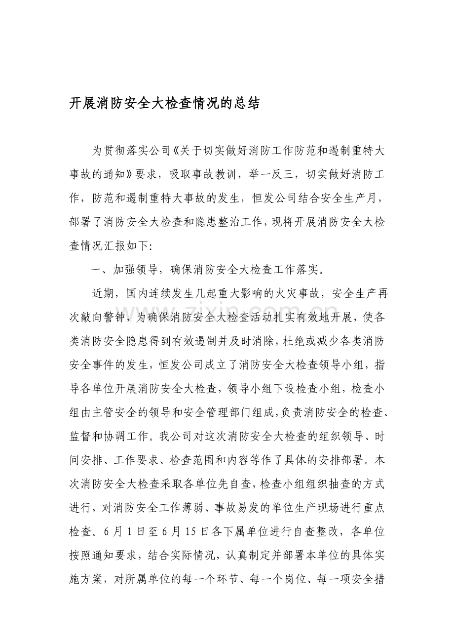 消防安全大检查总结.doc_第1页