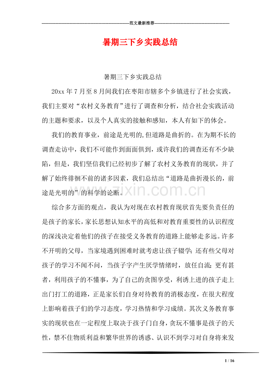 暑期三下乡实践总结.doc_第1页