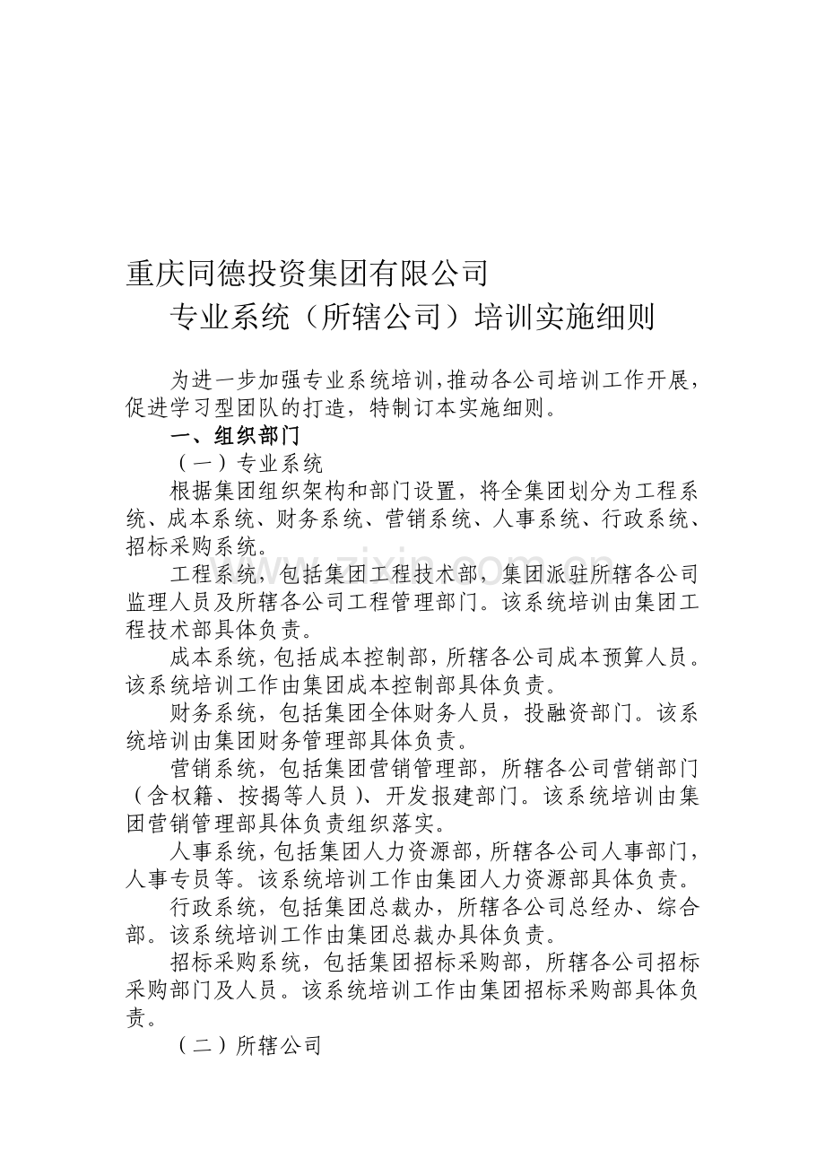 专业系统(所辖公司)培训实施细则.doc_第1页