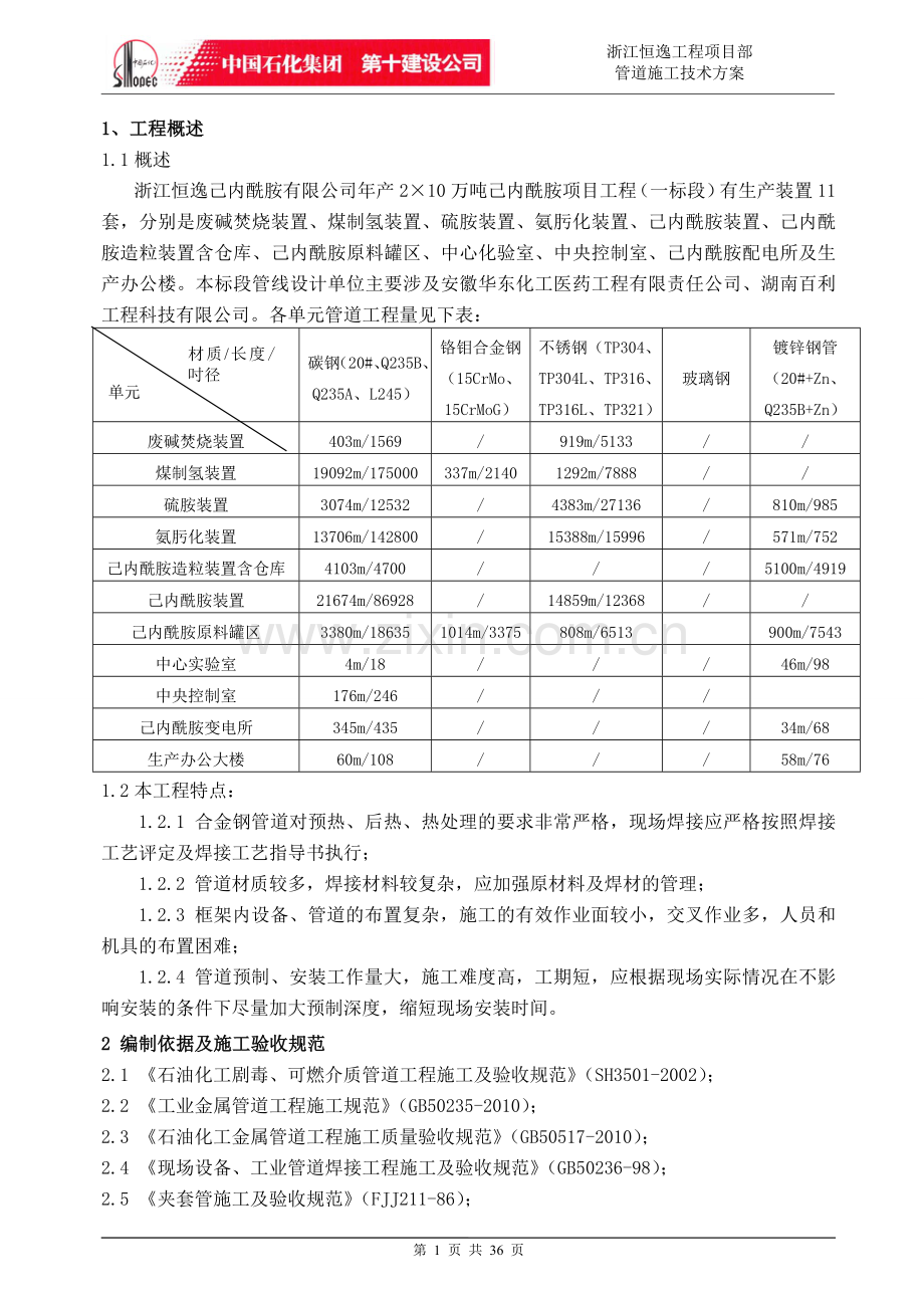 浙江恒逸管道施工方案.doc_第1页