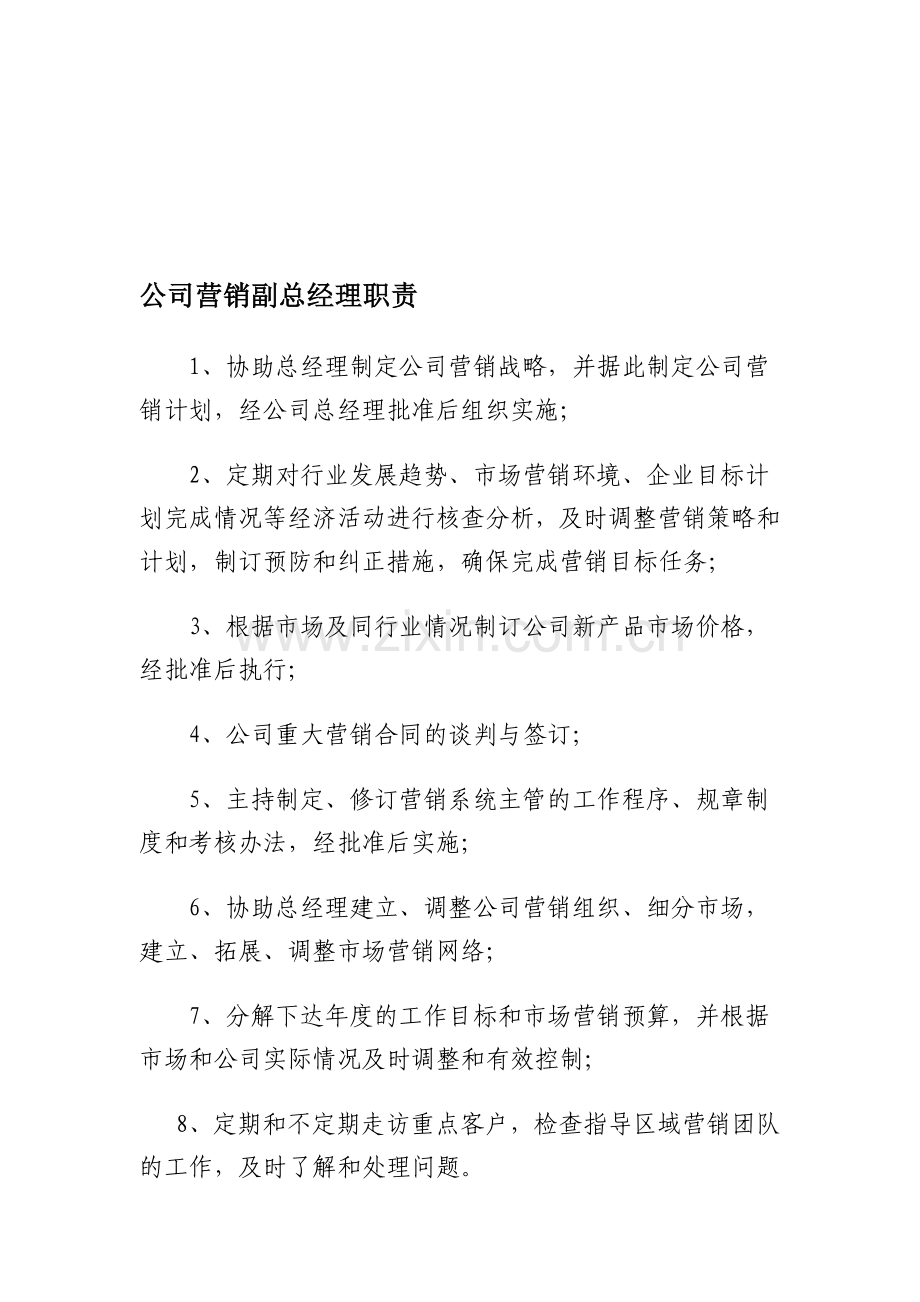 公司营销副总经理等职责.doc_第1页