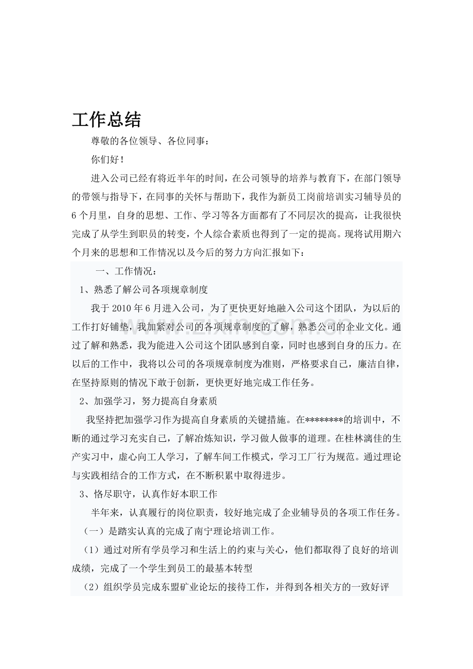 辅导员转正申请-工作总结.doc_第1页