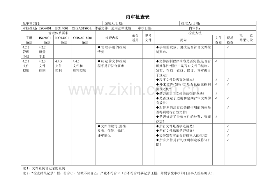 三体系内审检查表(按标准条项仔细版).doc_第2页