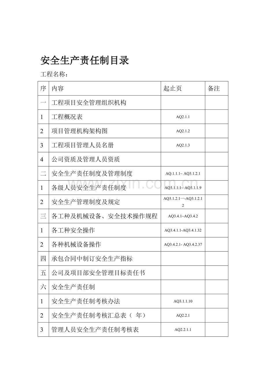 安全统表目录..doc_第1页