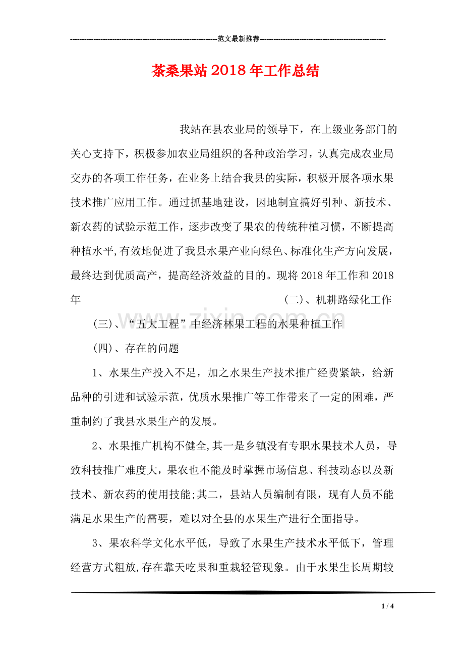 茶桑果站2018年工作总结.doc_第1页