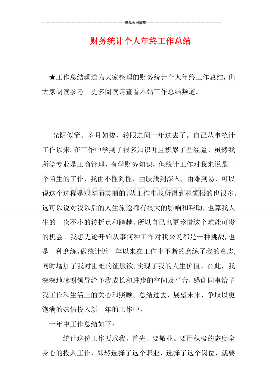 财务统计个人年终工作总结.doc_第1页