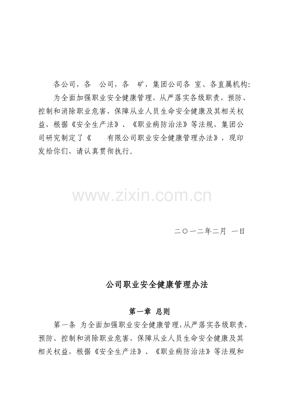 煤矿职业安全健康管理办法..doc_第1页