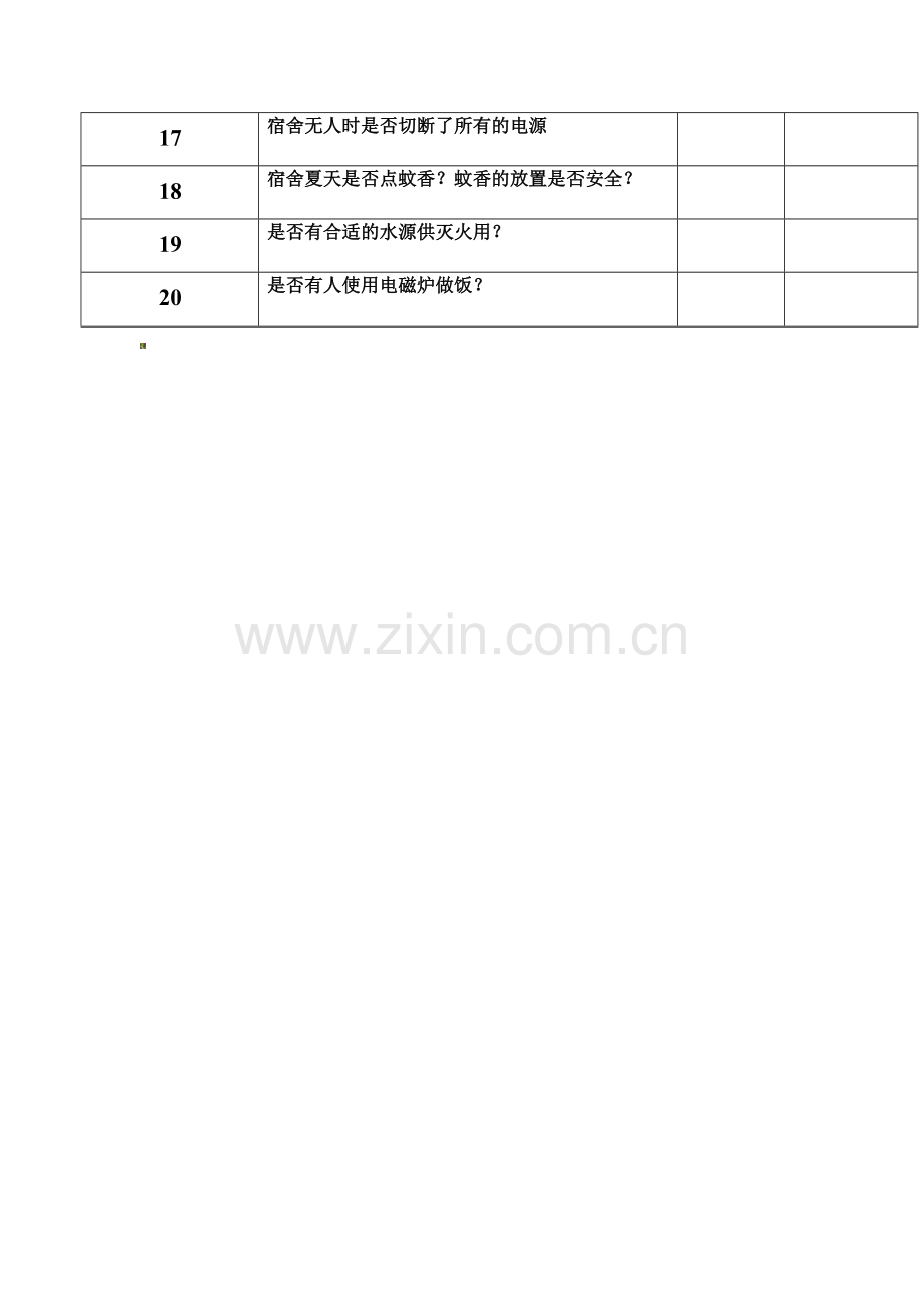学生宿舍火灾隐患安全检查表..doc_第2页