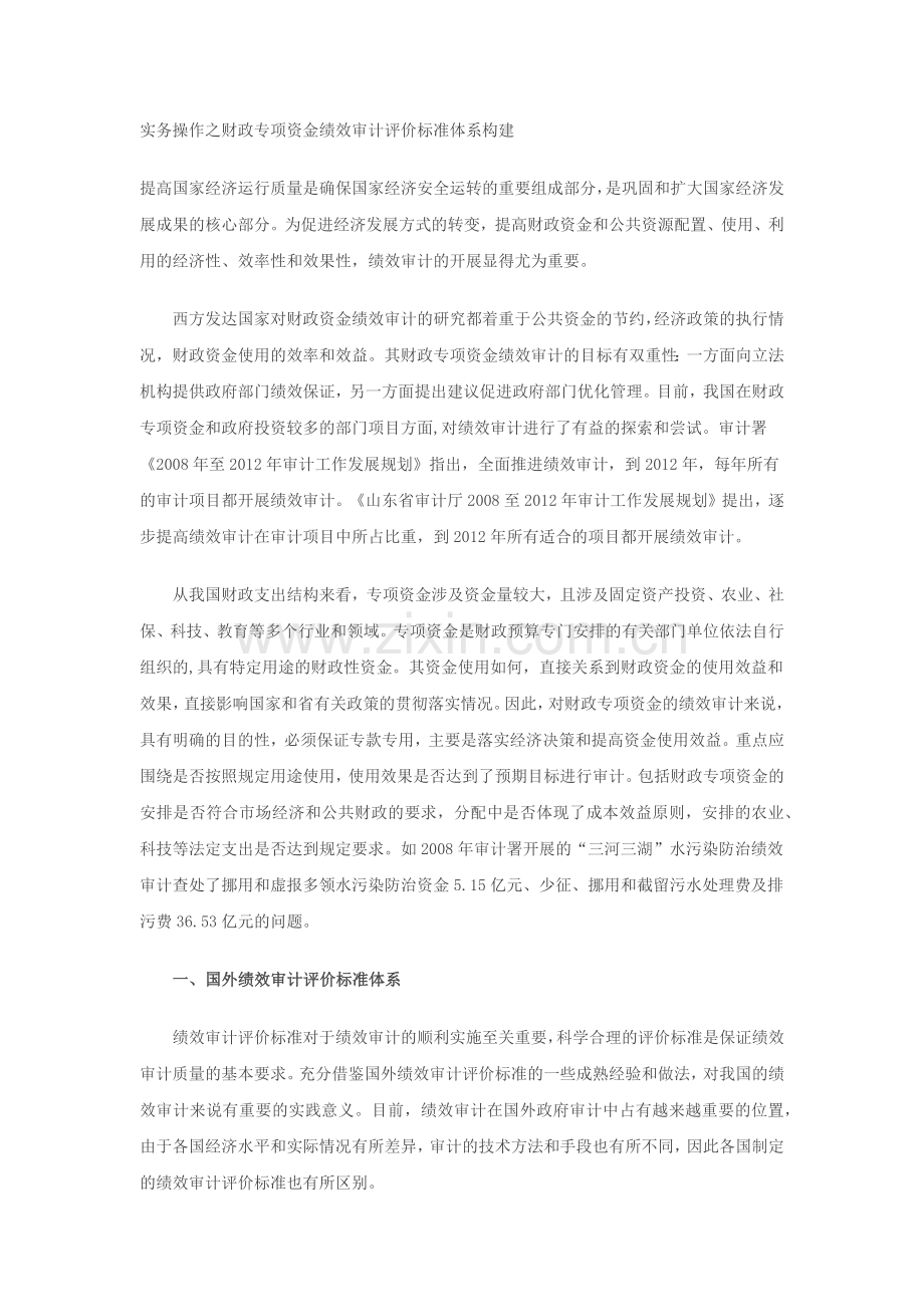实务操作之财政专项资金绩效审计评价标准体系构建.docx_第1页