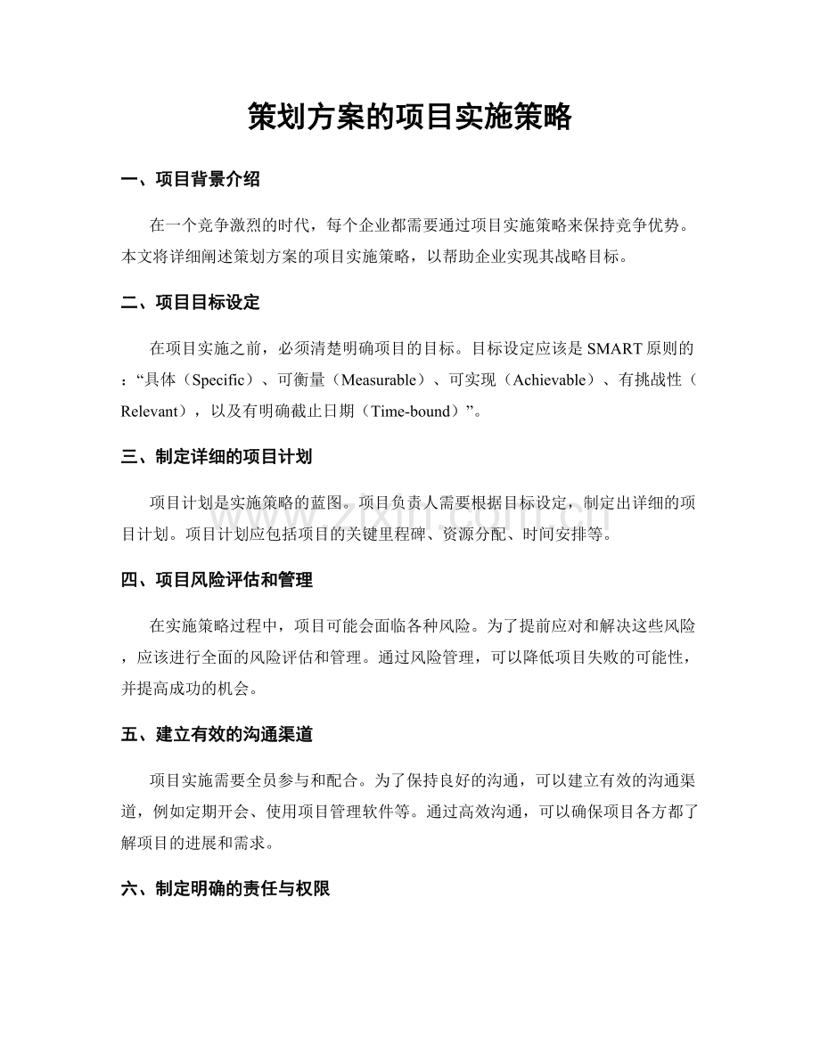 策划方案的项目实施策略.docx_第1页