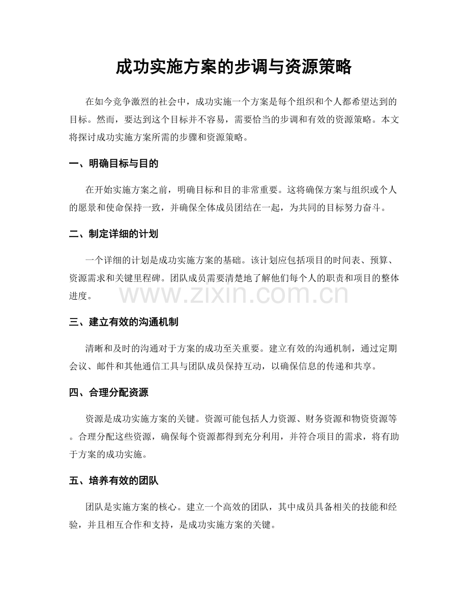 成功实施方案的步调与资源策略.docx_第1页