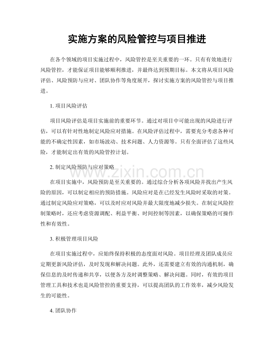 实施方案的风险管控与项目推进.docx_第1页
