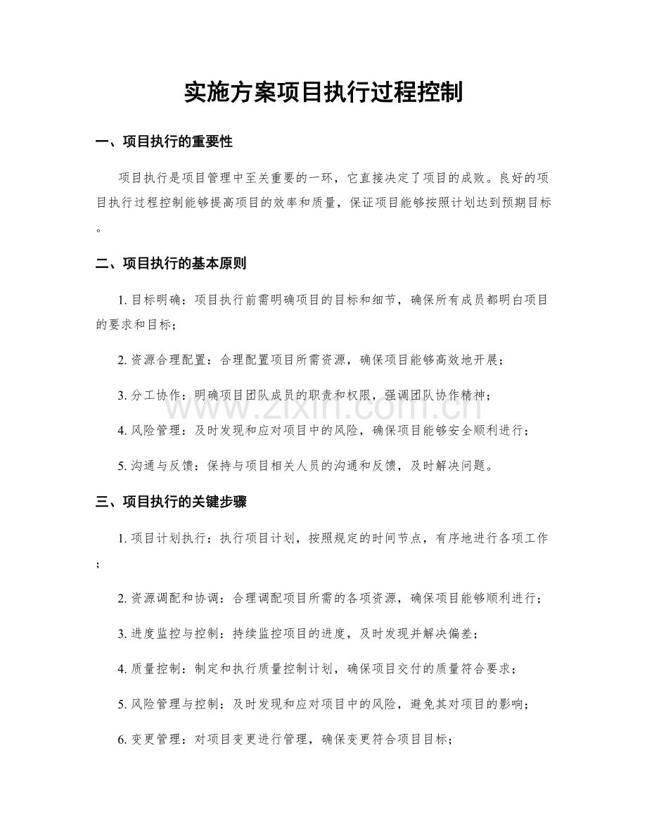 实施方案项目执行过程控制.docx_第1页