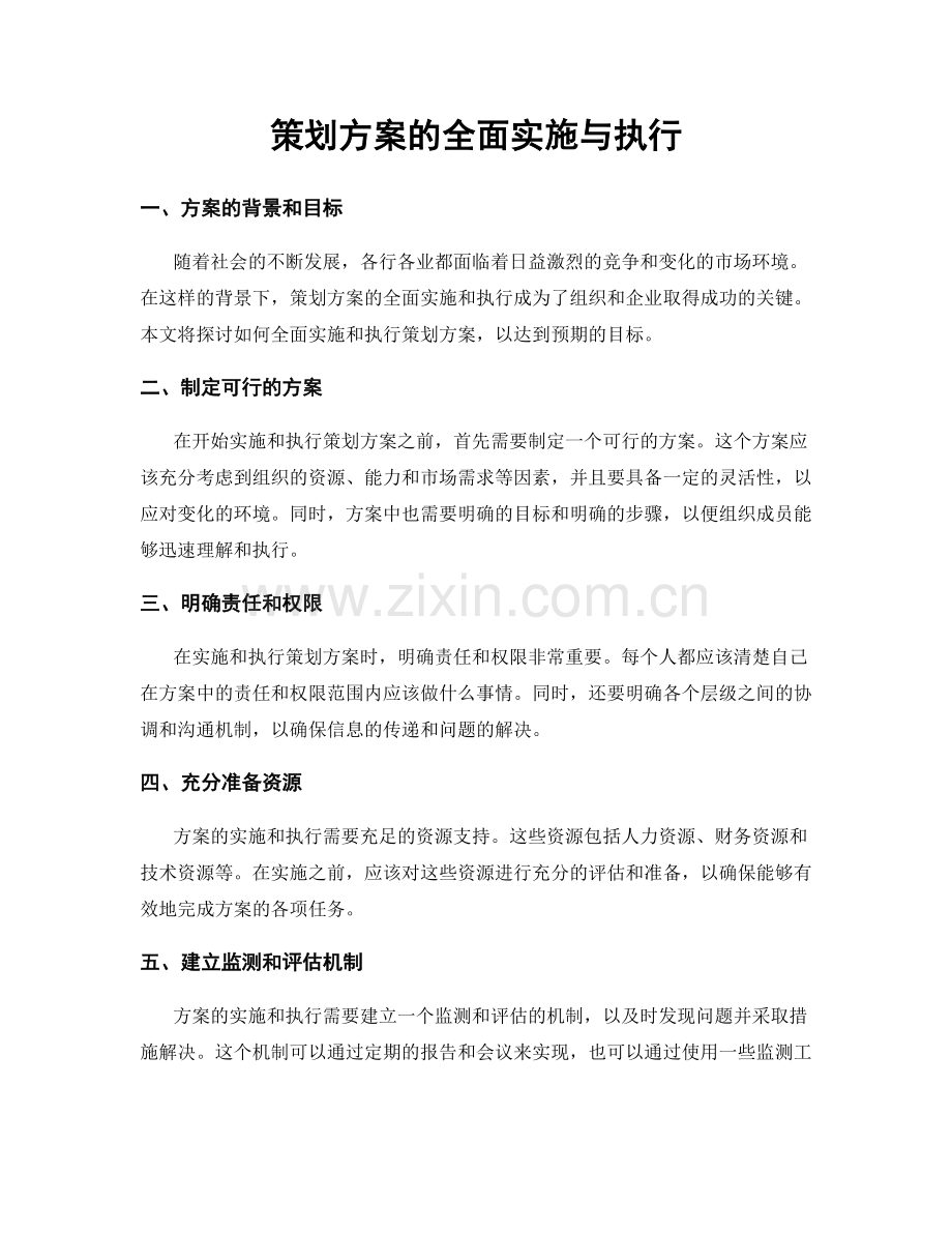 策划方案的全面实施与执行.docx_第1页