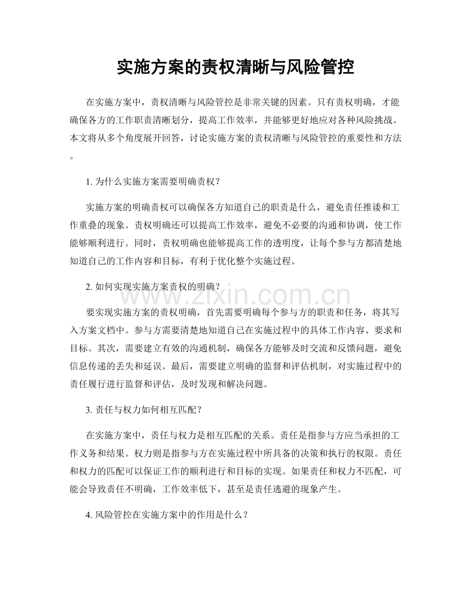 实施方案的责权清晰与风险管控.docx_第1页