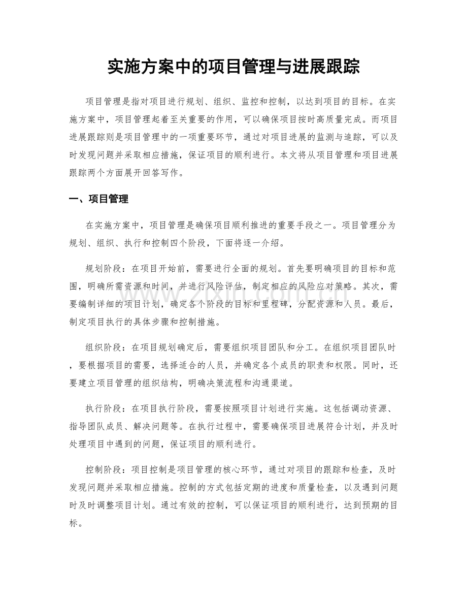 实施方案中的项目管理与进展跟踪.docx_第1页