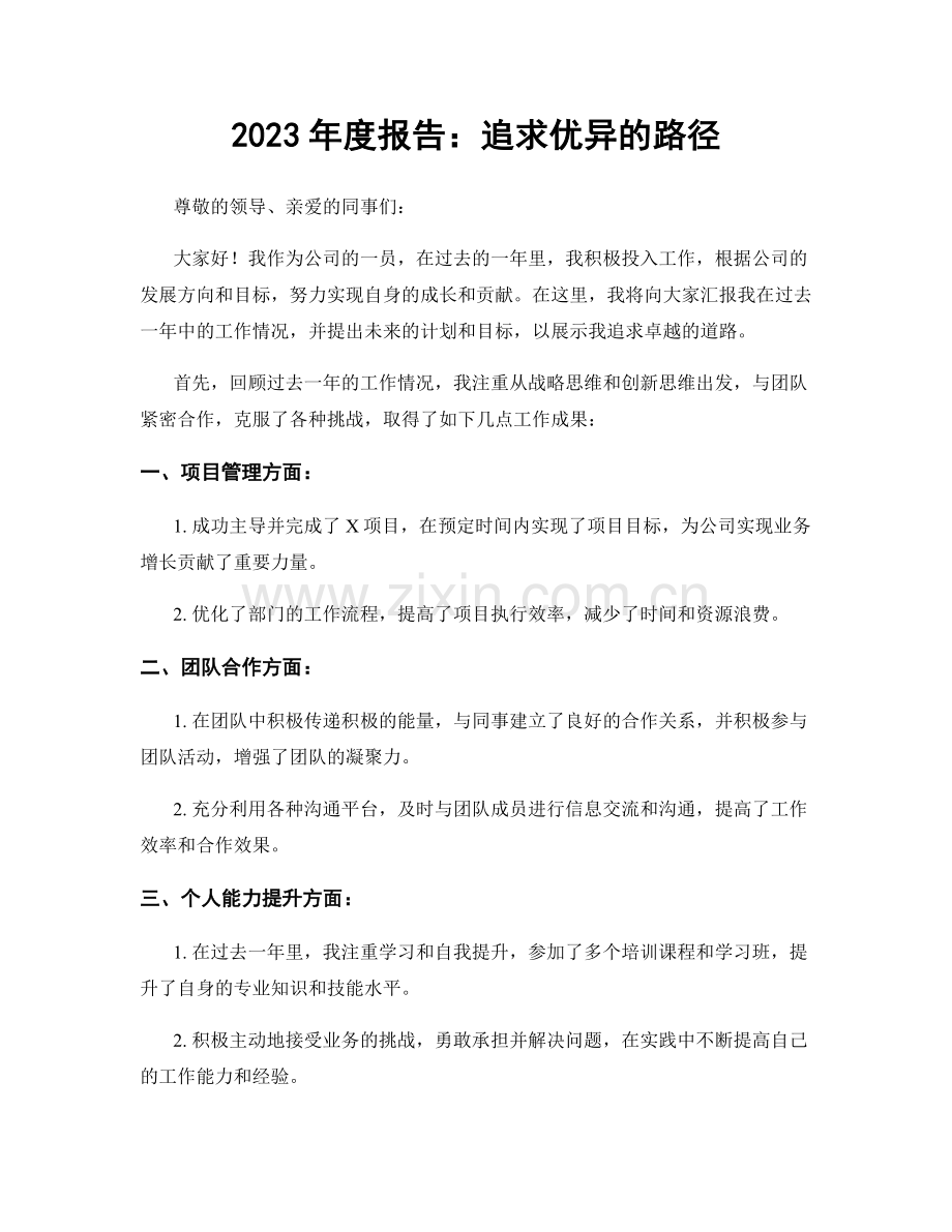 2023年度报告：追求优异的路径.docx_第1页