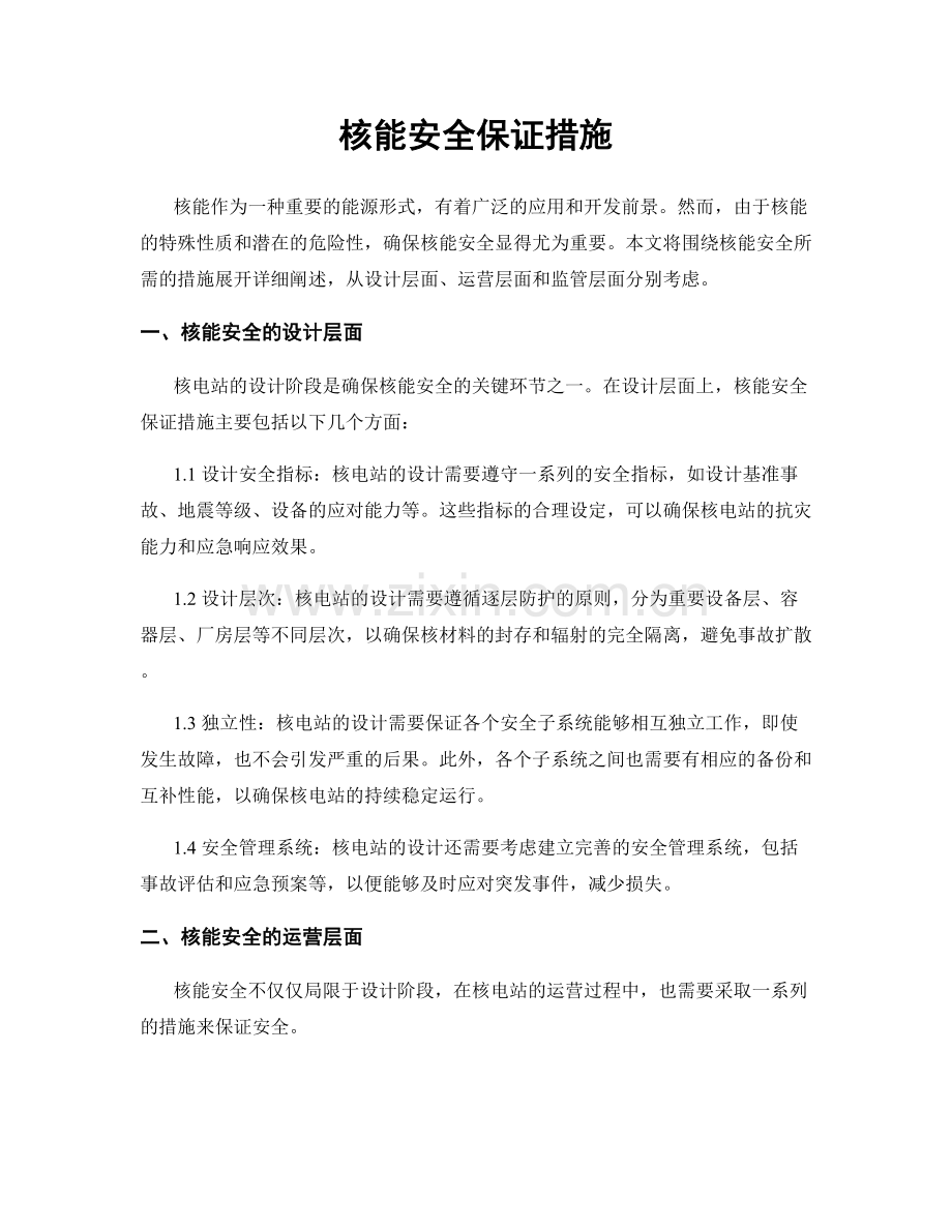 核能安全保证措施.docx_第1页