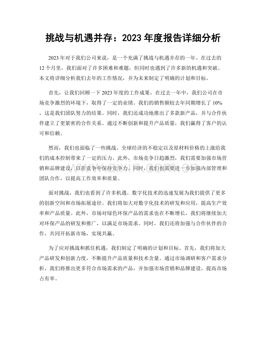 挑战与机遇并存：2023年度报告详细分析.docx_第1页