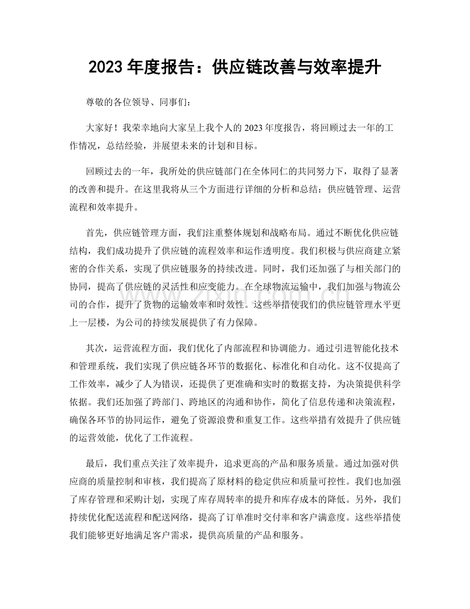 2023年度报告：供应链改善与效率提升.docx_第1页