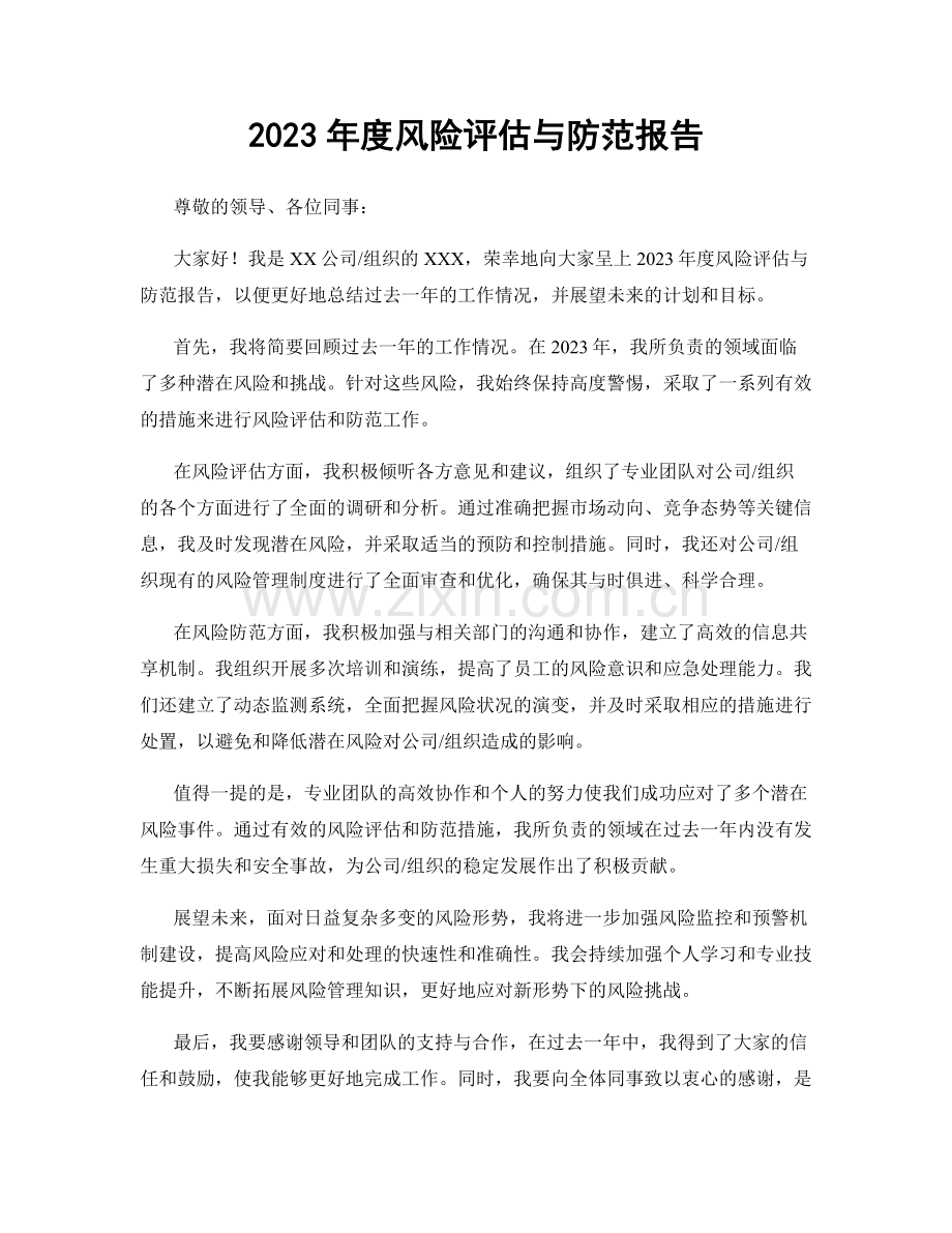 2023年度风险评估与防范报告.docx_第1页