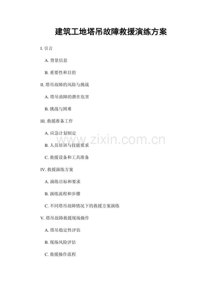 建筑工地塔吊故障救援演练方案.docx_第1页