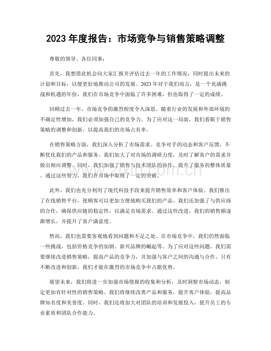 2023年度报告：市场竞争与销售策略调整.docx_第1页