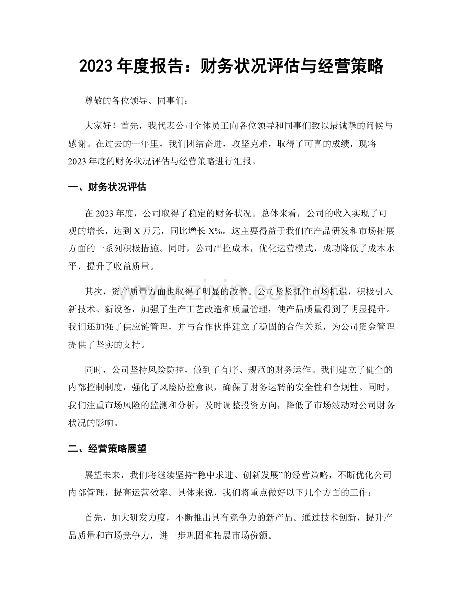 2023年度报告：财务状况评估与经营策略.docx_第1页