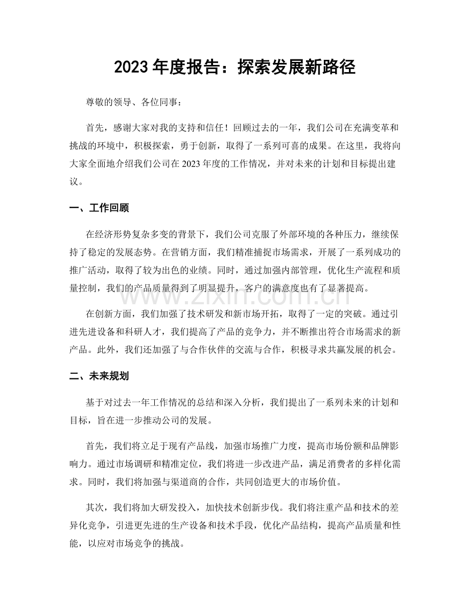 2023年度报告：探索发展新路径.docx_第1页