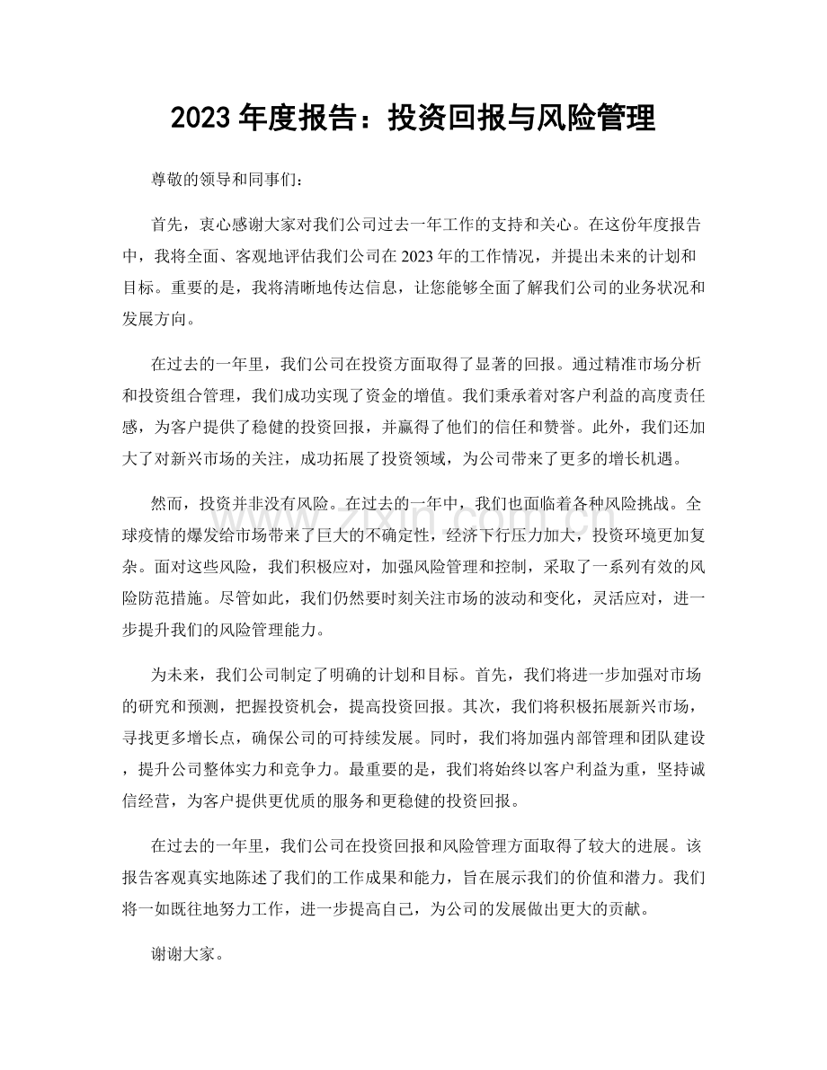 2023年度报告：投资回报与风险管理.docx_第1页