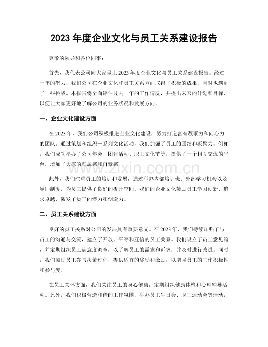 2023年度企业文化与员工关系建设报告.docx_第1页