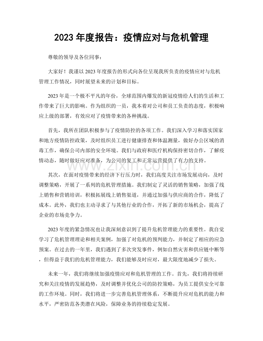 2023年度报告：疫情应对与危机管理.docx_第1页