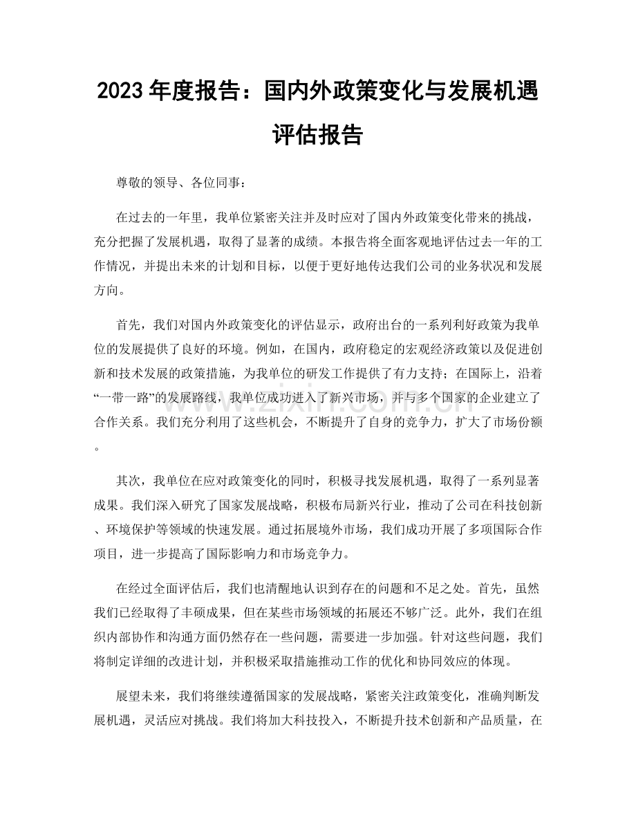 2023年度报告：国内外政策变化与发展机遇评估报告.docx_第1页
