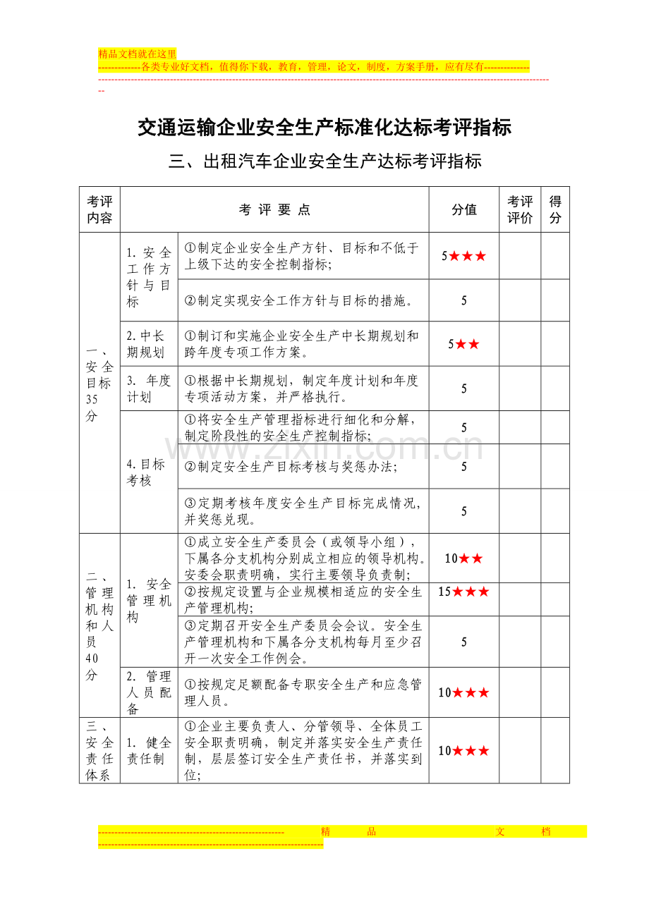 交通运输企业安全生产标准化达标考评指标.doc_第1页
