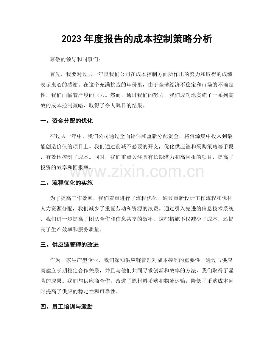 2023年度报告的成本控制策略分析.docx_第1页