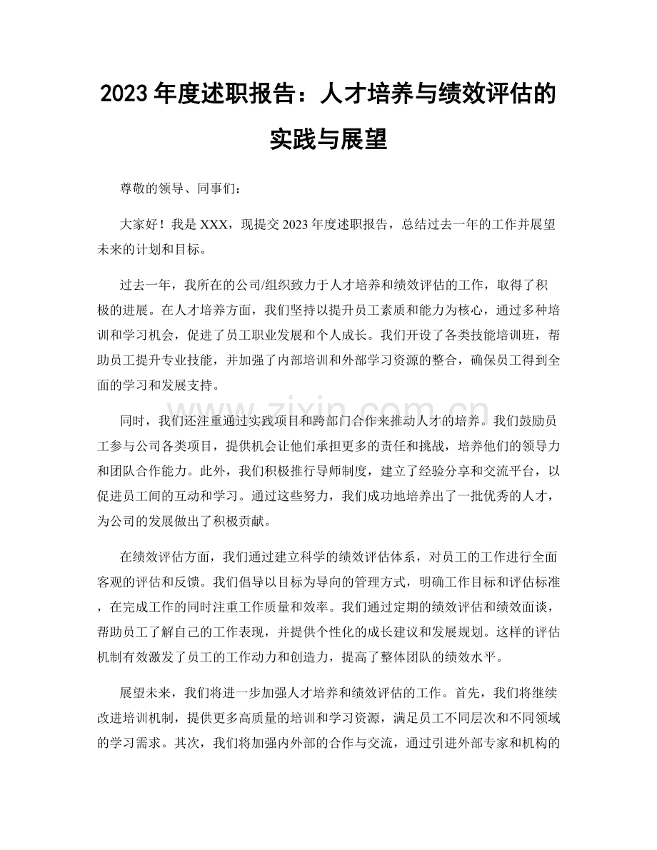 2023年度述职报告：人才培养与绩效评估的实践与展望.docx_第1页