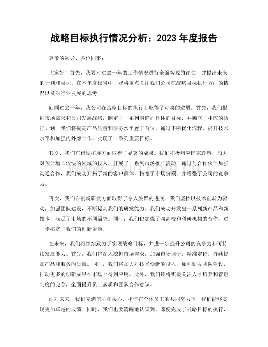 战略目标执行情况分析：2023年度报告.docx_第1页